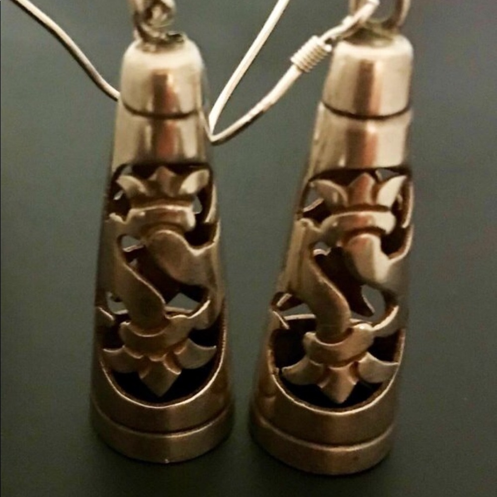 Vintage Mexican Sterling Cutout Floral Earrings